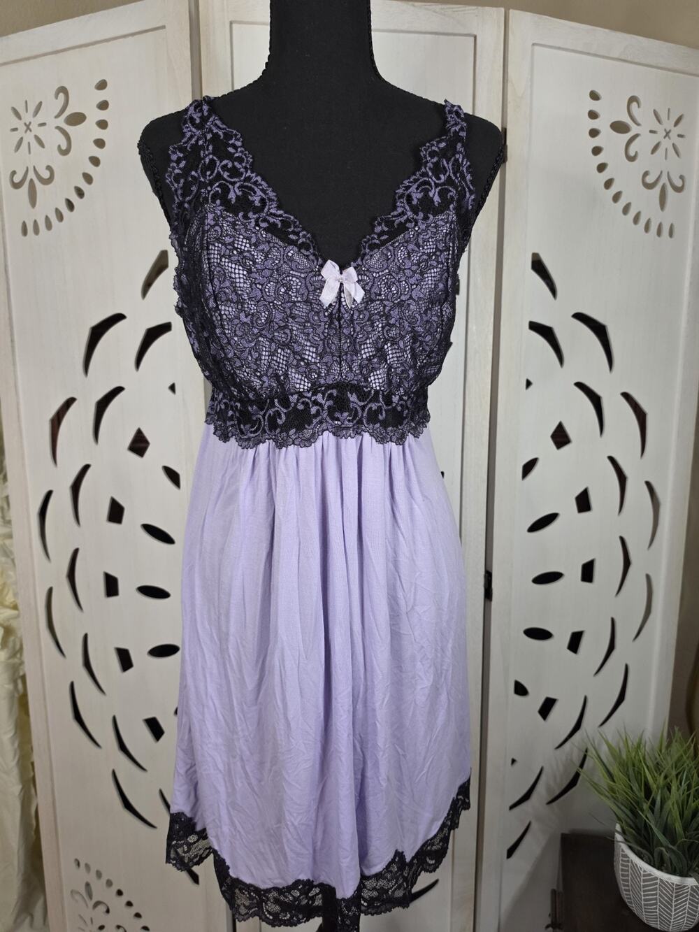 Women's Sonoma Purple Baby doll and Lace Nightgown Size L
